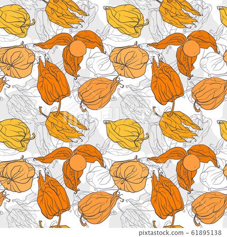 Decorative winter cherry pattern. Vector seamless background. Decorative winter cherry pattern. Vector seamless background. 61895138