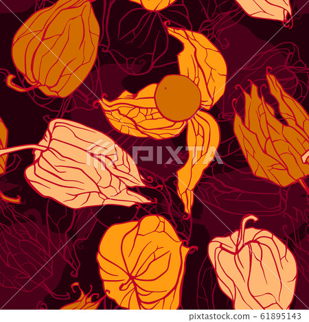 Decorative winter cherry pattern. Vector seamless background. Decorative winter cherry pattern. Vector seamless background. 61895143