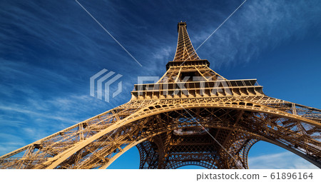 blu sky and Eiffel tower, Paris. France 61896164