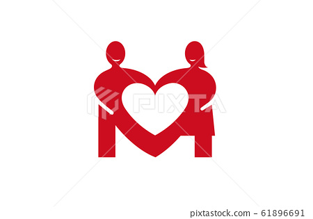 Couple profile love heart design Royalty Free Vector Image