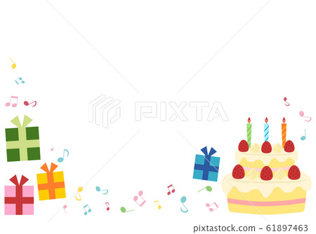 Birthday frame with cake and presents - Stock Illustration [61897463 ...
