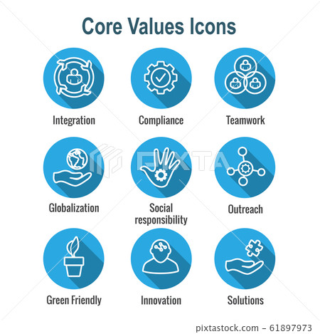 Core Values Outline / Line Icon Conveying Core Values Outline / Line Icon Conveying 61897973