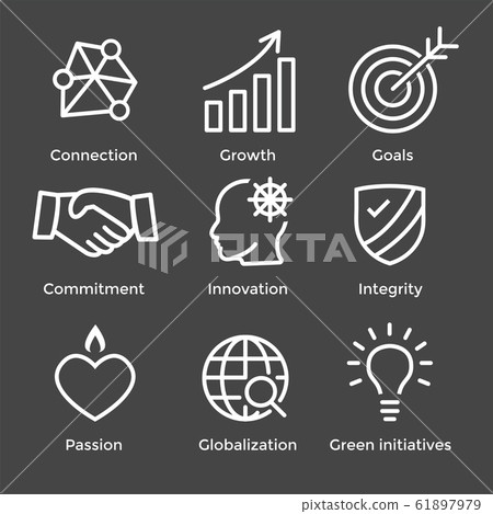 Core Values Outline / Line Icon Conveying Core Values Outline / Line Icon Conveying 61897979