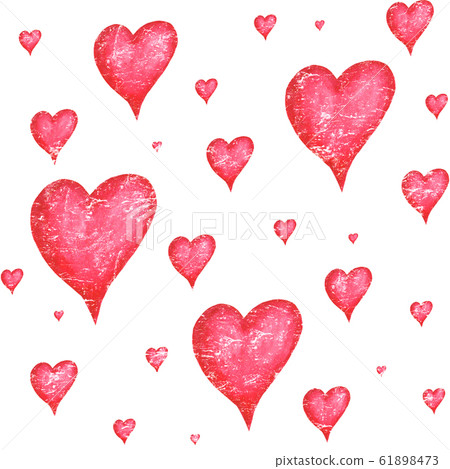 Vintage seamless pattern with watercolor hearts 61898473