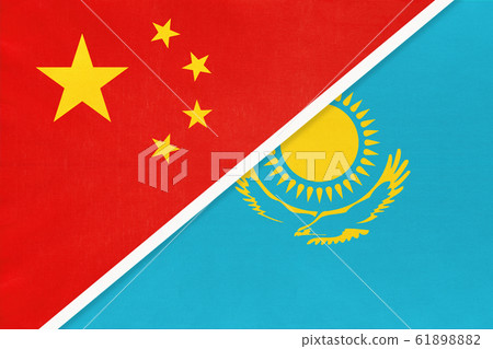 People's Republic of China or PRC vs Kazakhstan flag People's Republic of China or PRC vs Kazakhstan flag 61898882