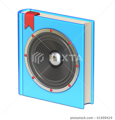 Blue book with speaker Audio book concept 3D 61899429