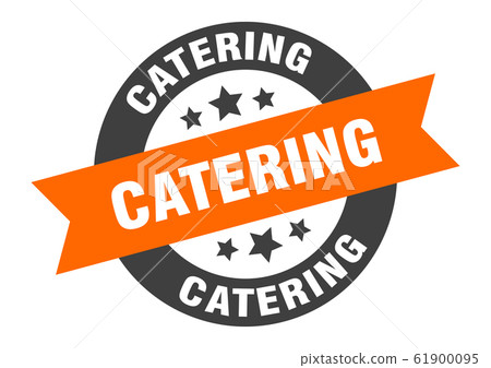 catering sign. catering round ribbon sticker. 61900095