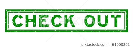 Grunge green check out word square rubber seal stamp Grunge green check out word square rubber seal stamp 61900261