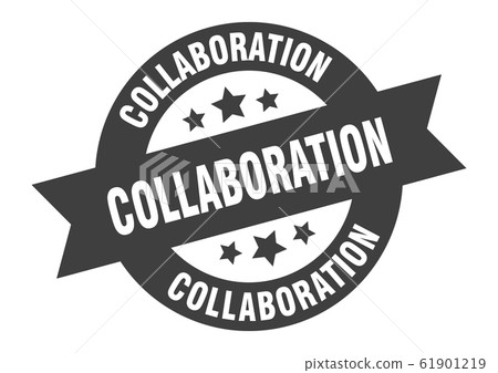 collaboration sign. collaboration round ribbon collaboration sign. collaboration round ribbon 61901219