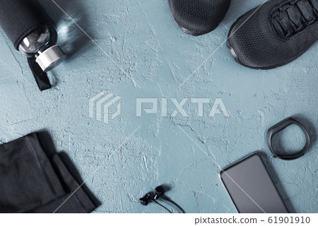 Background with running sports accessories Background with running sports accessories 61901910