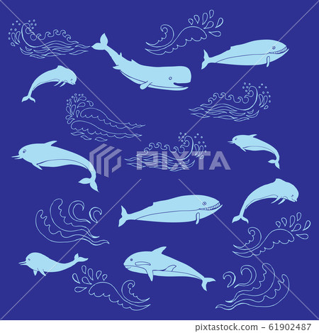 Nautica seamless pattern with sea animals and waves Nautica seamless pattern with sea animals and waves 61902487