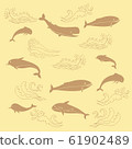 Nautica seamless pattern with sea animals and waves 61902489