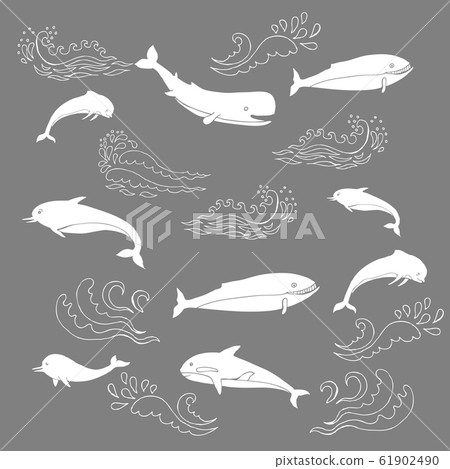 Nautica seamless pattern with sea animals and waves 61902490