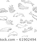Nautica seamless pattern with sea animals and waves 61902494