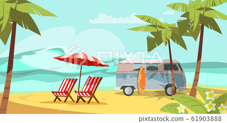 Summer sand beach flat vector illustration Summer sand beach flat vector illustration 61903888