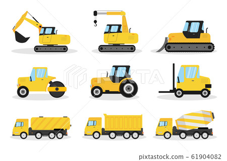 Heavy machinery flat vector illustrations set Heavy machinery flat vector illustrations set 61904082