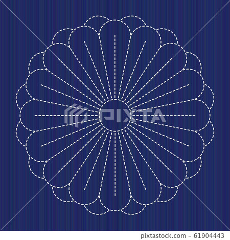 Japanese Embroidery. Chrysanthemum flower. Sashiko Japanese Embroidery. Chrysanthemum flower. Sashiko 61904443