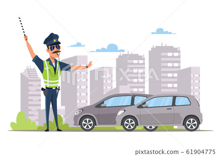Car traffic control flat vector illustration 61904775
