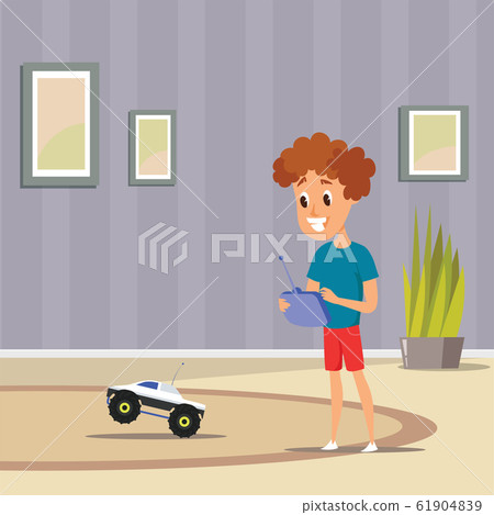 Boy playing at home flat vector illustration Boy playing at home flat vector illustration 61904839