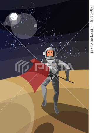 Astronaut on planet surface vector illustration 61904973