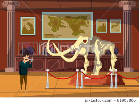 Mammoth bones exhibition flat vector illustration Mammoth bones exhibition flat vector illustration 61905800