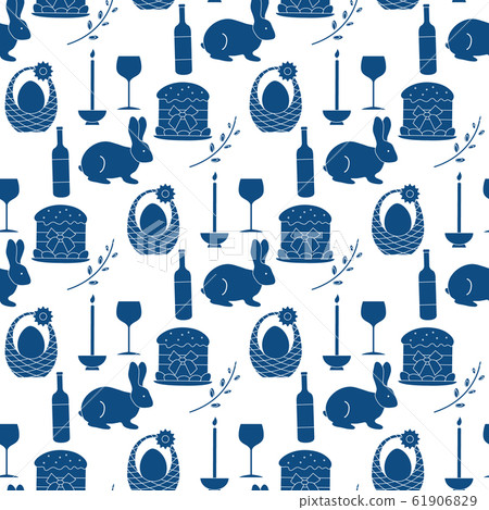 Vector seamless pattern Easter symbols Festive - Stock Illustration ...