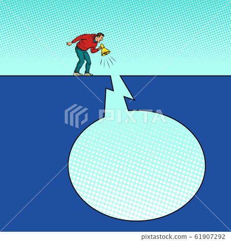 A man with a megaphone. Communication concept A man with a megaphone. Communication concept 61907292