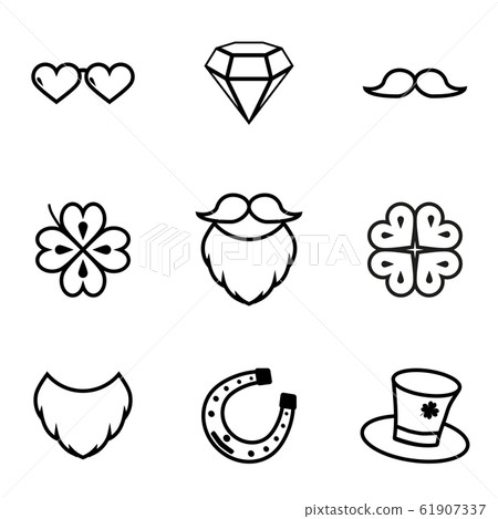 Set of black vector icons isolated on white background for Saint patricks day celebration. Set of black vector icons isolated on white background for Saint patricks day celebration. 61907337