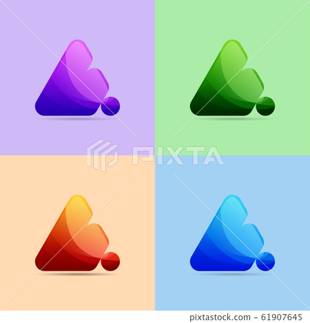 Set of colorful triangles icons and logo,... - Stock Illustration ...