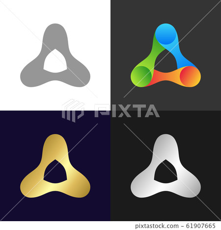 Set of colorful triangles icons and logo,... - Stock Illustration ...