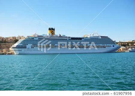 The Costa Fascinosa cruise ship with tourists is in harbour, Valletta, Malta. The Costa Fascinosa cruise ship with tourists is in harbour, Valletta, Malta. 61907956