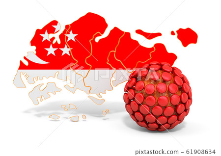 Virus in Singapore concept, 3D rendering Virus in Singapore concept, 3D rendering 61908634
