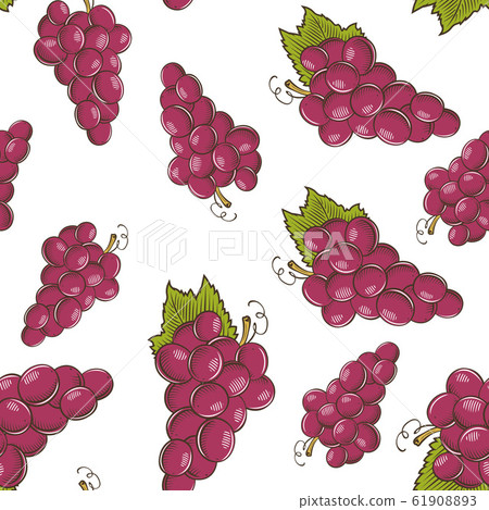 Colored seamless pattern with red grapes in vintage style Colored seamless pattern with red grapes in vintage style 61908893