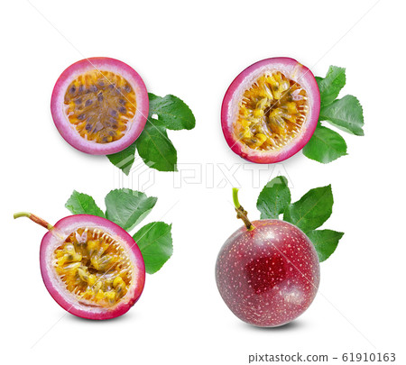passion fruits top view on white background 61910163