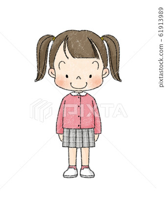 Girl whole body front upright (black line) Girl whole body front upright (black line) 61913989