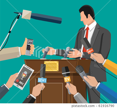 Press conference concept, news, media, journalism. Press conference concept, news, media, journalism. 61916790