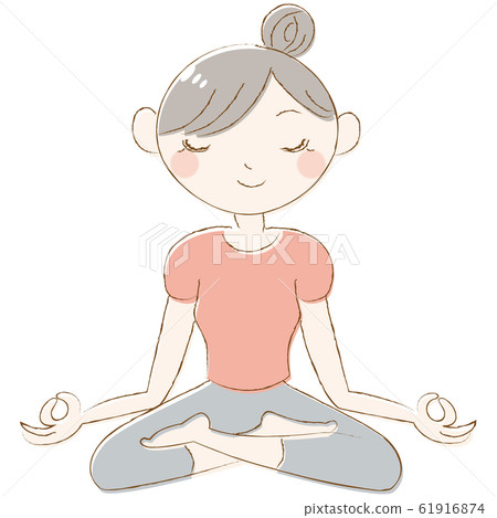 Women doing yoga meditation poses 61916874