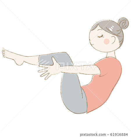 Woman doing yoga boat pose Woman doing yoga boat pose 61916884