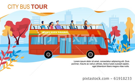 Touristic City Bus Tours Flat Vector Ad Banner Touristic City Bus Tours Flat Vector Ad Banner 61918233