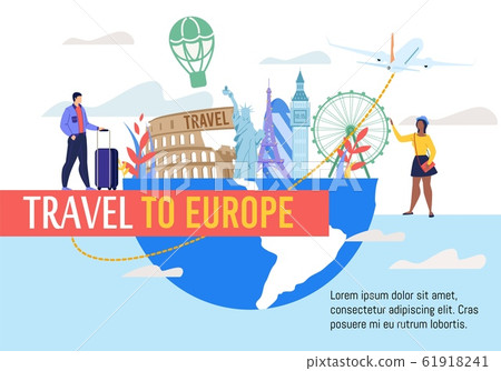 Vacation Travel to Europe Flat Vector Banner 61918241