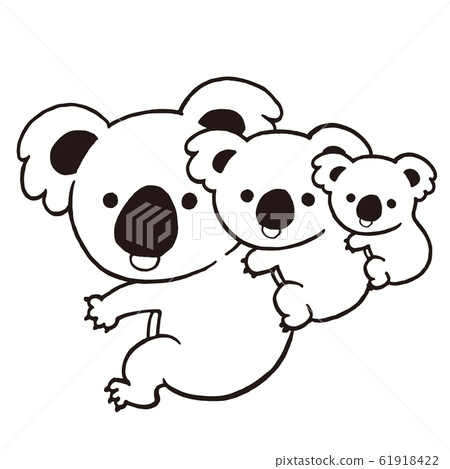 Parent and child koala black line Parent and child koala black line 61918422