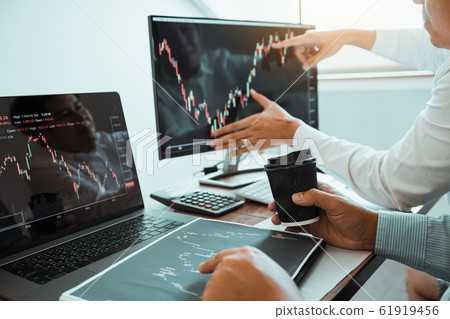 Business people talking and analysis with profit 61919456