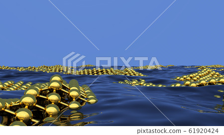 Ecological science abstract background with absorbent grid on the sea or ocean surface to clean the pollution. 3D illustration Ecological science abstract background with absorbent grid on the sea or ocean surface to clean the pollution. 3D illustration 61920424