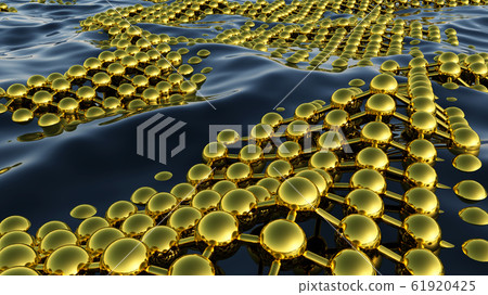 Ecological science abstract background with absorbent grid on the sea or ocean surface to clean the pollution. 3D illustration 61920425