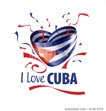 National flag of the Cuba in the shape of a heart and the inscription I love Cuba. Vector illustration National flag of the Cuba in the shape of a heart and the inscription I love Cuba. Vector illustration 61921353