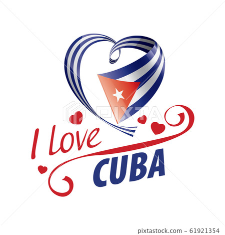 National flag of the Cuba in the shape of a heart and the inscription I love Cuba. Vector illustration National flag of the Cuba in the shape of a heart and the inscription I love Cuba. Vector illustration 61921354