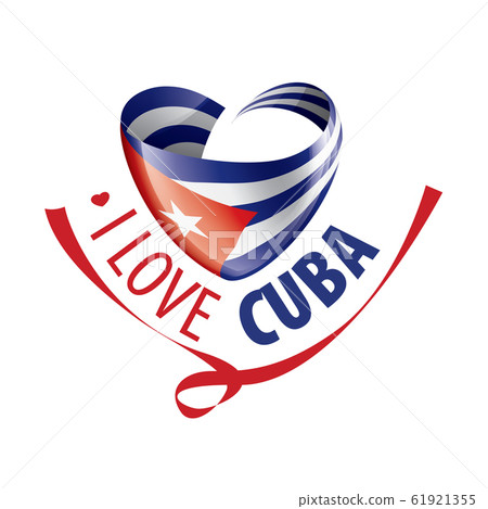 National flag of the Cuba in the shape of a heart and the inscription I love Cuba. Vector illustration National flag of the Cuba in the shape of a heart and the inscription I love Cuba. Vector illustration 61921355