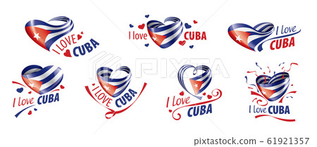 National flag of the Cuba in the shape of a heart and the inscription I love Cuba. Vector illustration National flag of the Cuba in the shape of a heart and the inscription I love Cuba. Vector illustration 61921357
