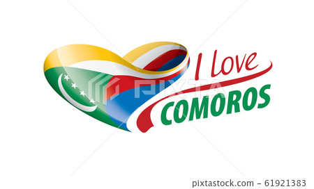 National flag of the Comoros in the shape of a heart and the inscription I love Comoros. Vector illustration National flag of the Comoros in the shape of a heart and the inscription I love Comoros. Vector illustration 61921383