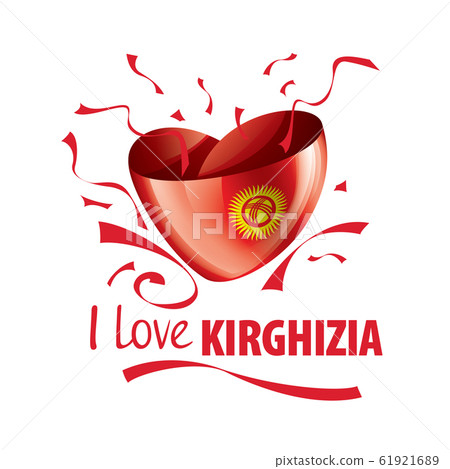 National flag of the Kirghizia in the shape of a heart and the inscription I love Kirghizia. Vector illustration National flag of the Kirghizia in the shape of a heart and the inscription I love Kirghizia. Vector illustration 61921689